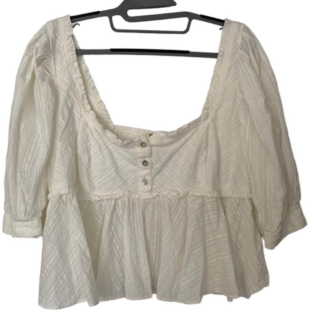 Free People puffy sleeves cropped top size Large